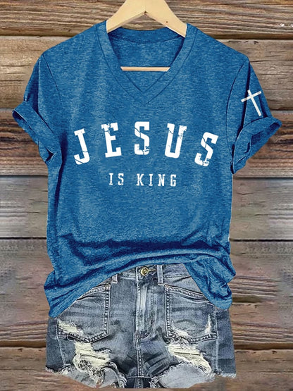 Women'S Jesus is king  Print Casual T-Shirt