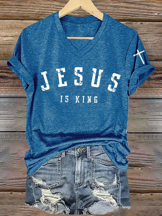 Women'S Jesus is king  Print Casual T-Shirt