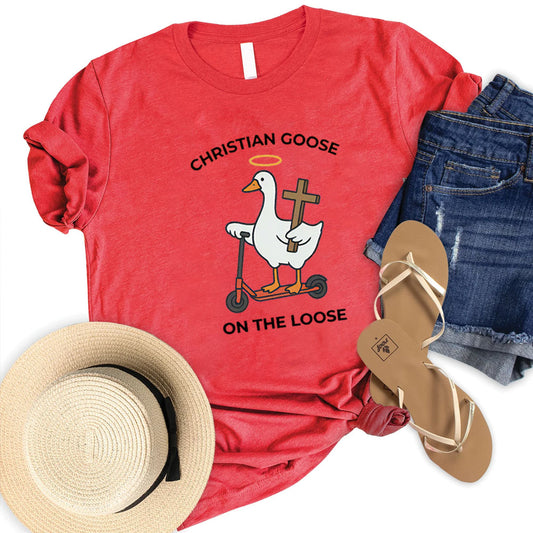 Women's Christian Goose  On The Loose Pattern Round-Neck T-Shirt