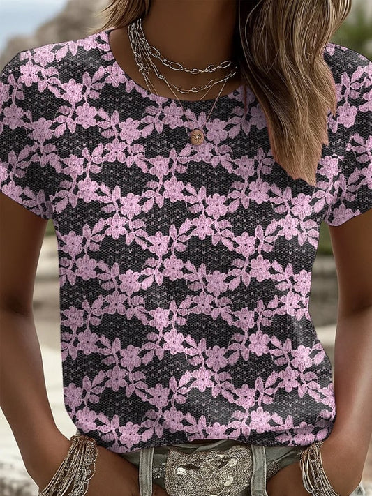 Women's Pink Lacer Printed T-Shirt