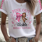 Women's Casual Breast Cancer Pink Rugby Print T-Shirt
