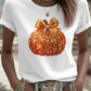 Women's Autumn Sequin Pumpkin Print Casual T-shirt