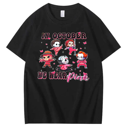 In October  We Wear Pink Funny Pattern100% Cotton T-Shirt