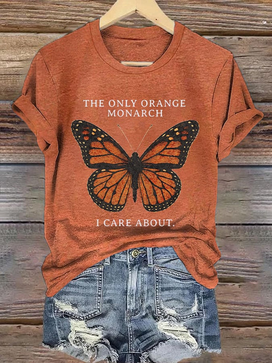 Retro The Only Orange Monarch I Care About Print T-Shirt
