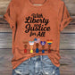 Women's With Liberty Justice for All  Print Caasual T-shirt
