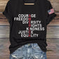 V-Neck Retro America Courage Freedom Diversity Rights Kindness Justice Equality Print T-Shirt