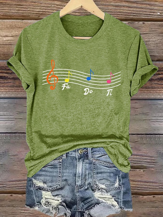 Retro Musical Staff FDT Print T-Shirt