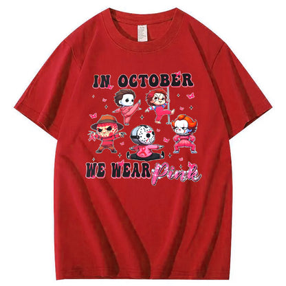 In October  We Wear Pink Funny Pattern100% Cotton T-Shirt