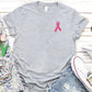 Women's Pink October Pink Ribbon Pattern Round-Neck T-Shirt