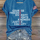 V-Neck Retro America Courage Freedom Diversity Rights Kindness Justice Equality Print T-Shirt
