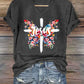 Women's Jesus Butterfly Cross Print Short Sleeve T-Shirt