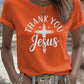Women's casual retro thank you Jesus faith T-shirt