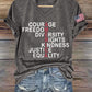 V-Neck Retro America Courage Freedom Diversity Rights Kindness Justice Equality Print T-Shirt