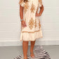 שמלת צווארון מרובעת בדוגמאות גיאומטריות עם הדפס רב