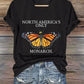 V-Neck Retro North America’s Only Orange Monarch Print T-Shirt