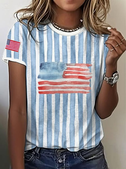Women's 4th of July Flag Print T-shirt