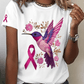 Women's Breast Cancer Hummingbird Print Crew Neck T-Shirt