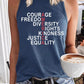 Retro America Courage Freedom Diversity Rights Kindness Justice Equality Print Tops Tank
