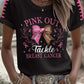 Women's Casual Breast Cancer Pink Rugby Print T-Shirt