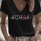 Women's Breast Cancer Love Ribbon Print Casual T-shirt