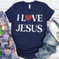 Women's I Love Jesus Pattern Round-Neck T-Shirt