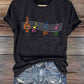 Retro Musical Staff FDT Print T-Shirt