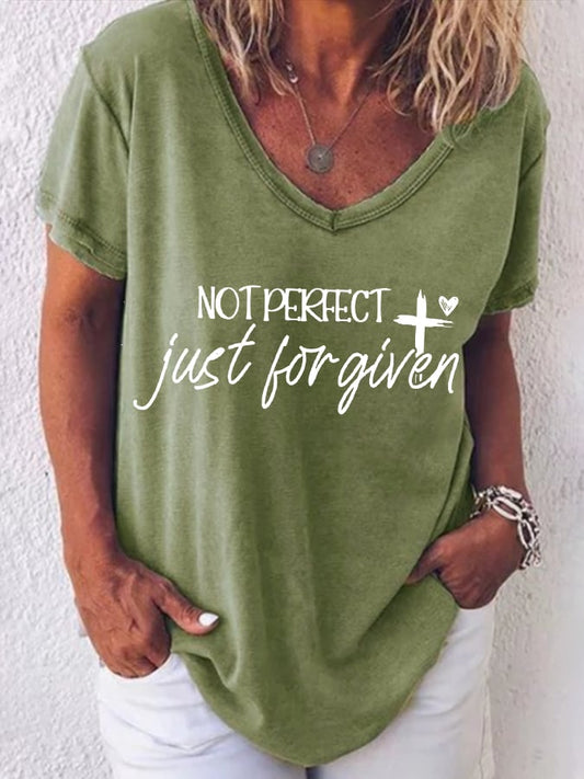 Women's Not Perfect Just Forgiven Print Casual T-Shirt