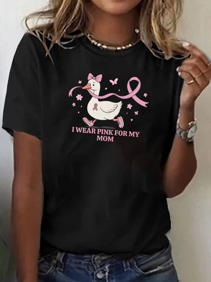 Women's I Wear  Pink For My Mom  Print Casual T-shirt
