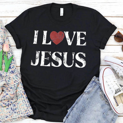 Women's I Love Jesus Pattern Round-Neck T-Shirt