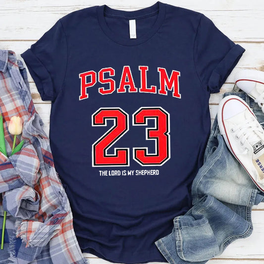Psalm 23 The Load Is My Shepherod Pattern Round-Neck T-Shirt