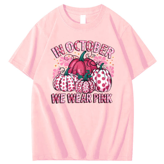 In October We Wear Pink Pattern100% Cotton T-Shirt