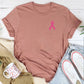 Women's Pink October Pink Ribbon Pattern Round-Neck T-Shirt