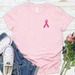 Women's Pink October Pink Ribbon Pattern Round-Neck T-Shirt