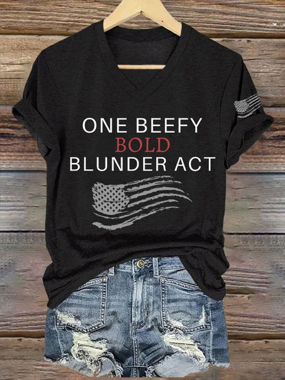 Women's One Beefy Bold Blunder Act Print T-shirt