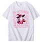 In October We Wear Pink Ghost Pattern100% Cotton T-Shirt