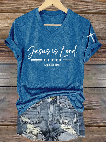 Women'S Jesus is Lord, Christ is King Print Casual T-Shirt