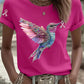 Women's Pink Ribbon Print Casual T-shirt