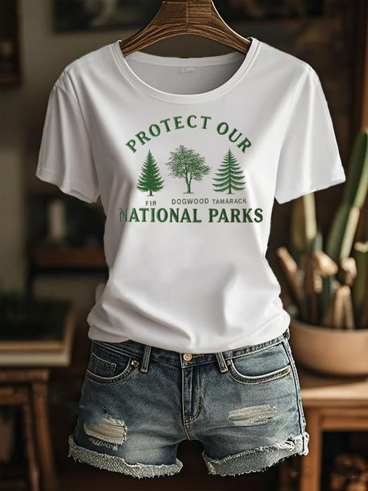 Women's National Park Print Casual T-Shirt