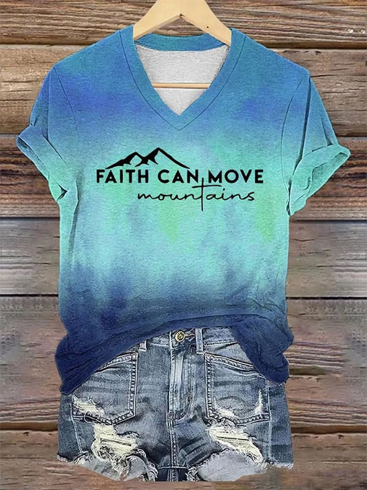 Women'S Casual Faith Gradient Print T-Shirt