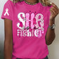 Women's She Is A Fighter  Print Casual T-shirt