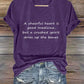 Women's A Cheerful Heart Is Good Medicine V-Neck Printed T-Shirt Top
