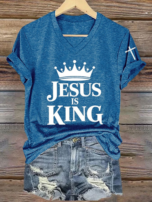 Women'S Jesus is king  Print Casual T-Shirt