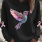 Women's Breast Cancer Hummingbird Print Hooded Sweatshirt