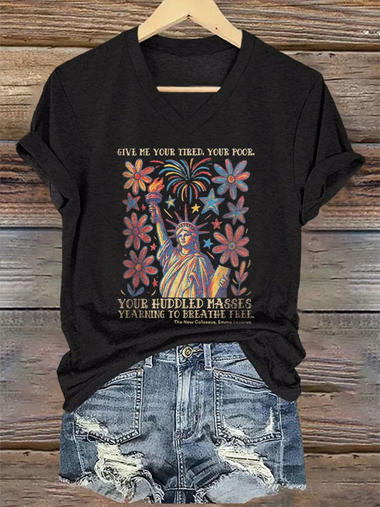 Women's Statue of Liberty Print Casual T-Shirt