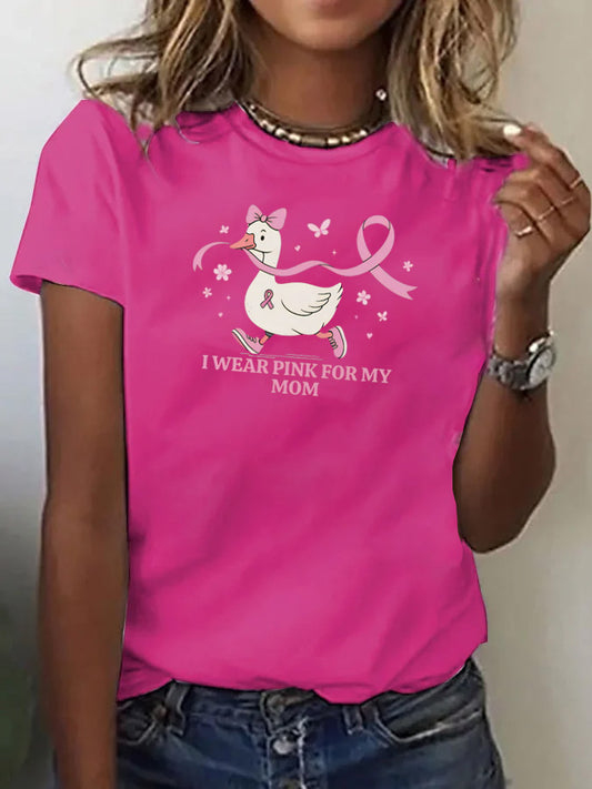 Women's I Wear  Pink For My Mom  Print Casual T-shirt