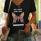 V-Neck Retro We Have Just One Orange Monarch Print T-Shirt