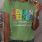Retro Human Beings 100% Organic Colors May Vary Human Rights Equality Pride Print T-Shirt