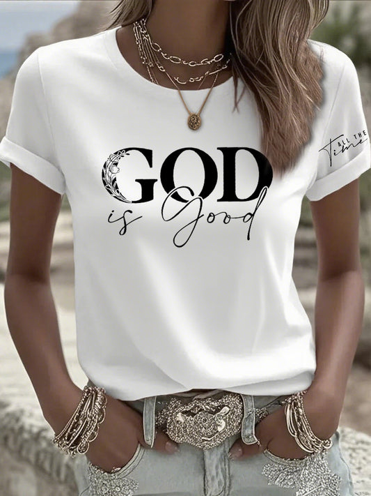 Women's casual vintage God is good T-shirt