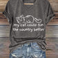 V-Neck Retro My Cat Could Run The Country Better Print T-Shirt