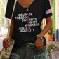 V-Neck Retro America Courage Freedom Diversity Rights Kindness Justice Equality Print T-Shirt